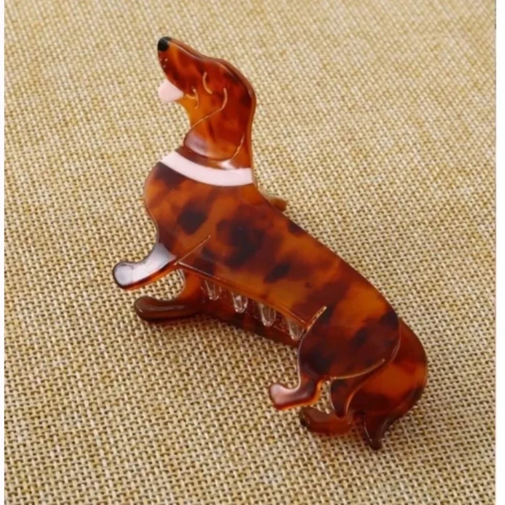 ❤️❤️ FREE Dog Puppy Dachshund Hair Chic Glam Trendy Weiner Minimalist Claw Clip